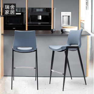瑞舍北欧吧台椅现代简约轻奢酒吧高脚凳休闲靠背椅子餐吧椅高脚凳