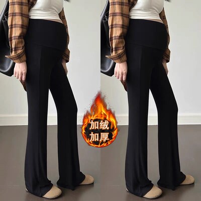 孕妇裤子夏春秋两穿无托腹带微喇裤外穿垂感低腰打底裤冬加绒长裤