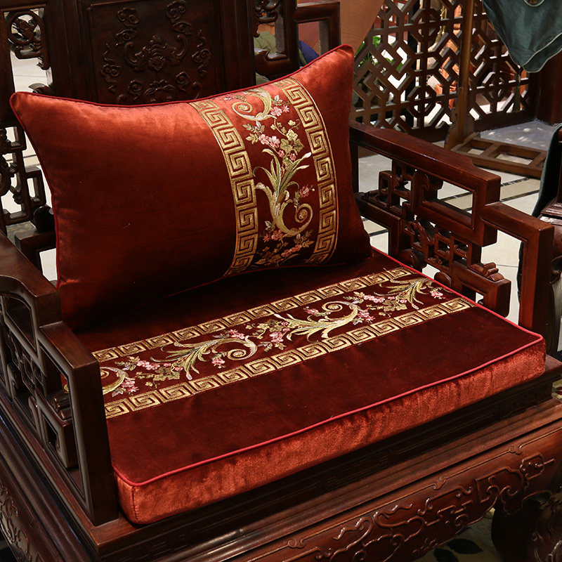 新古典中式抱枕红木实木家具沙发坐垫冬季加厚中国风客厅海绵定做