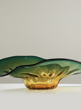 轻奢扇形琉璃超大果盘现代客厅售楼处酒店大堂茶几桌面家用水果