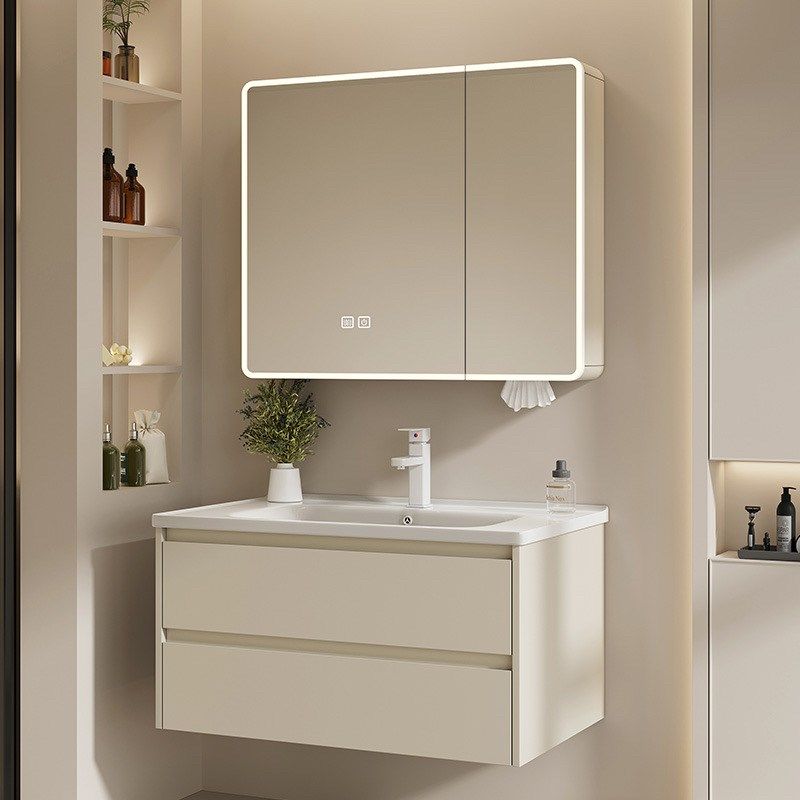 加厚蜂窝太空铝奶油风浴室柜组合卫生间洗漱台陶瓷一体盆梳妆镜柜,家装主材,浴室柜组合,淘宝优惠券,粉丝福利购,淘宝优惠卷