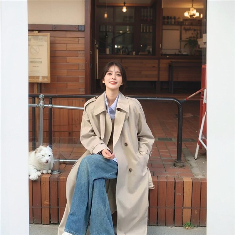 高个子风衣外套女款加p长版超长款2024年新款英伦风秋季大衣复古