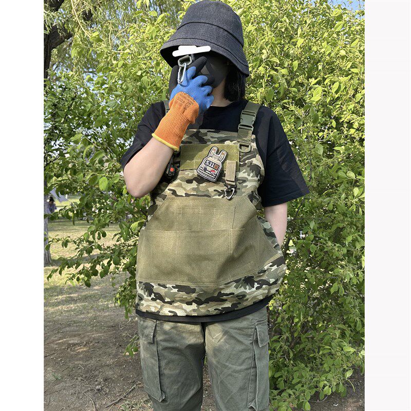 迷彩工具围裙耐磨工作男户外耐脏罩衣维修工多口袋女围腰定制logo