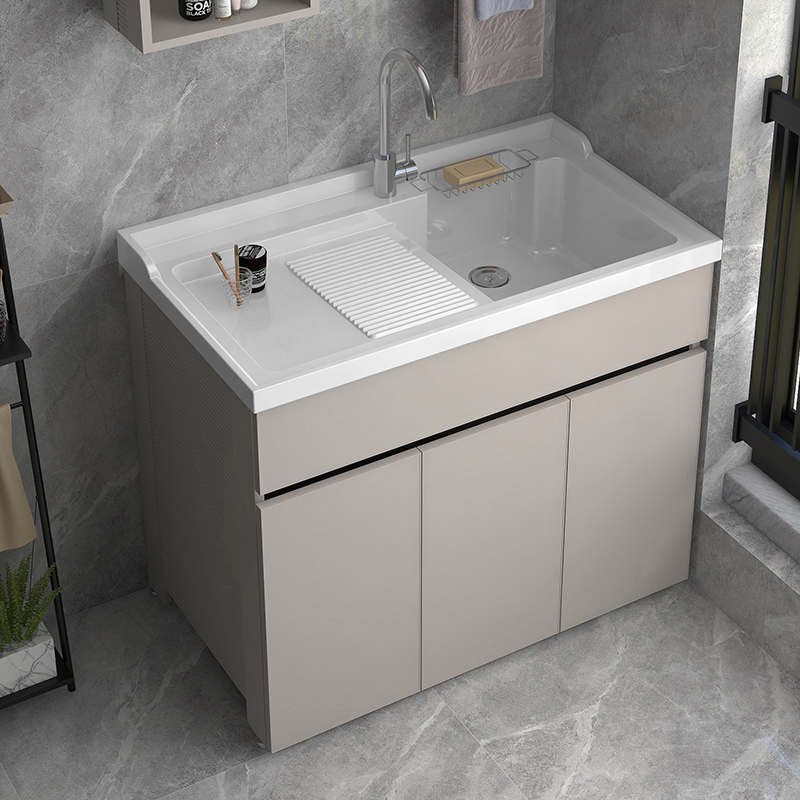 太空铝阳台洗衣柜洗衣池洗衣槽浴室柜家用一体盆带搓衣板单柜定制