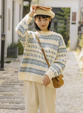 毛衣女秋冬宽松外k穿复古温柔慵懒风日系学生学院风内搭套头针织