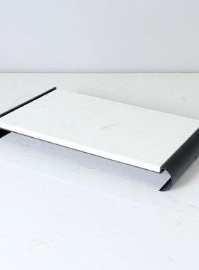 新中式金属大理石托盘摆件样板房茶几客厅茶道展示售楼处软装饰品