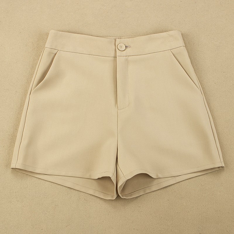 百搭修身A字阔腿短裤女夏卡其色显瘦I高腰西装裤爆款休闲女裤子