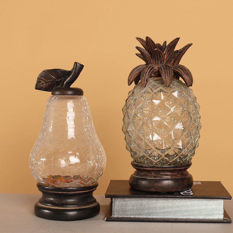 北欧田园客厅玻璃菠萝灯酒吧餐厅居家酒架玄关创意装饰品摆件摆设