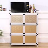 放碗柜家用厨房橱柜简易柜子储物柜置物收纳柜多功能经济型不锈钢