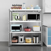 不锈钢厨房置物架加厚微波炉架子家用多层锅架落地储物架收纳货架