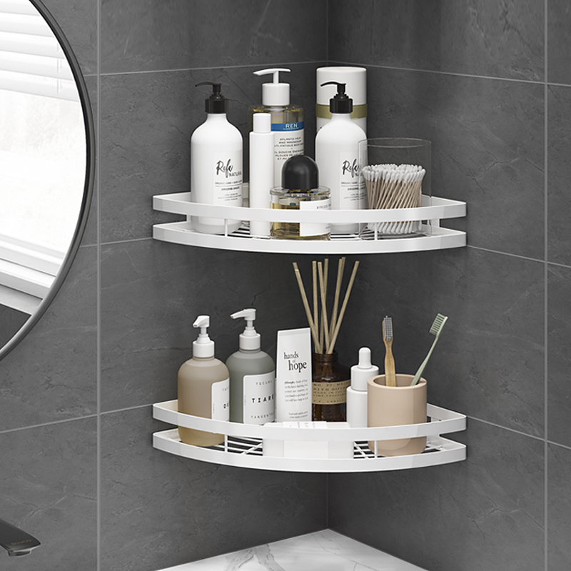 浴室三角置物架壁挂式卫生间洗澡间免打孔洗漱台墙上不锈钢收纳架