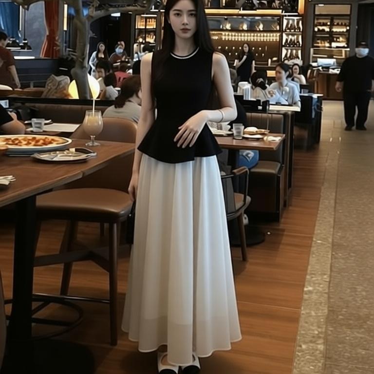 夏装韩系盐系气质半身裙两件套
