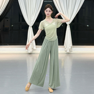 古典舞身韵小飞袖网纱飘逸短袖练功服上衣中国舞现代舞训练艺考服