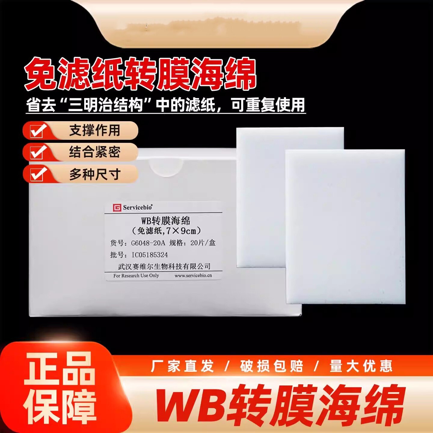 免滤纸转膜海绵 WB实验 转膜电泳 实验转膜海绵图片