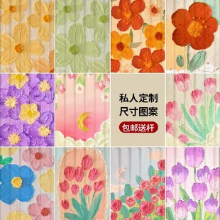 卫生间厕所帘小窗户飘窗遮阳帘厨房遮挡帘 浴室防水窗帘免打孔安装