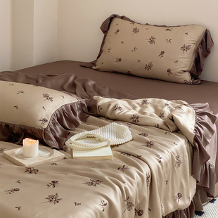 夏季 风凉感支兰精天丝夏凉被四件丝滑裸睡空调被水洗 法式