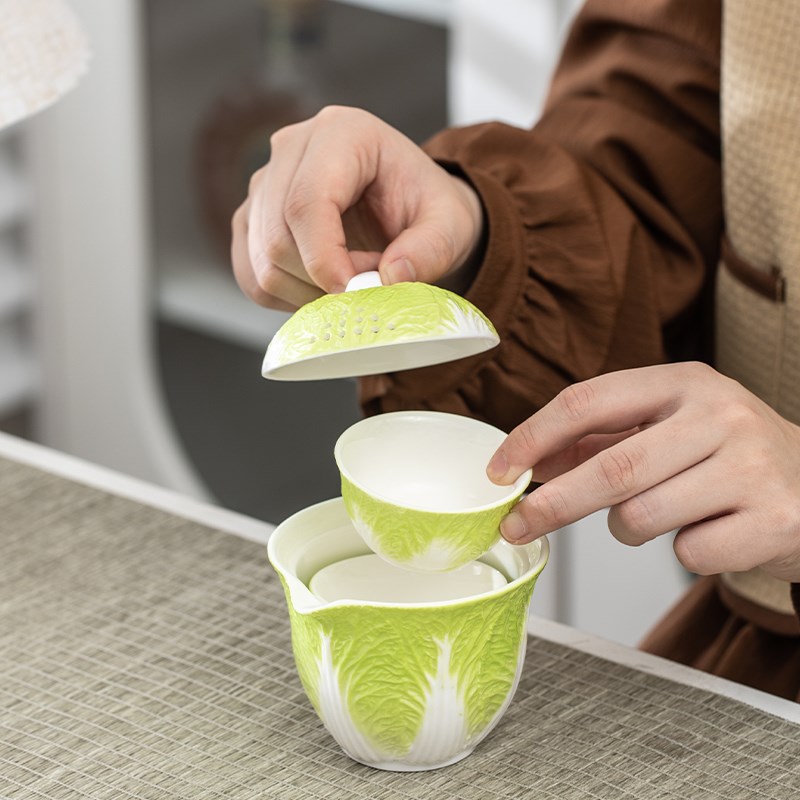 羊脂玉瓷功夫茶杯百财杯装家用品茗杯陶瓷创意茶具装小号白菜杯