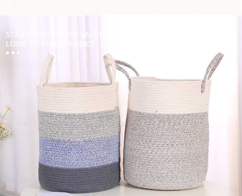 棉绳编织脏衣篮家居用品衣物收纳袋落地式客厅卧室布艺收纳筐