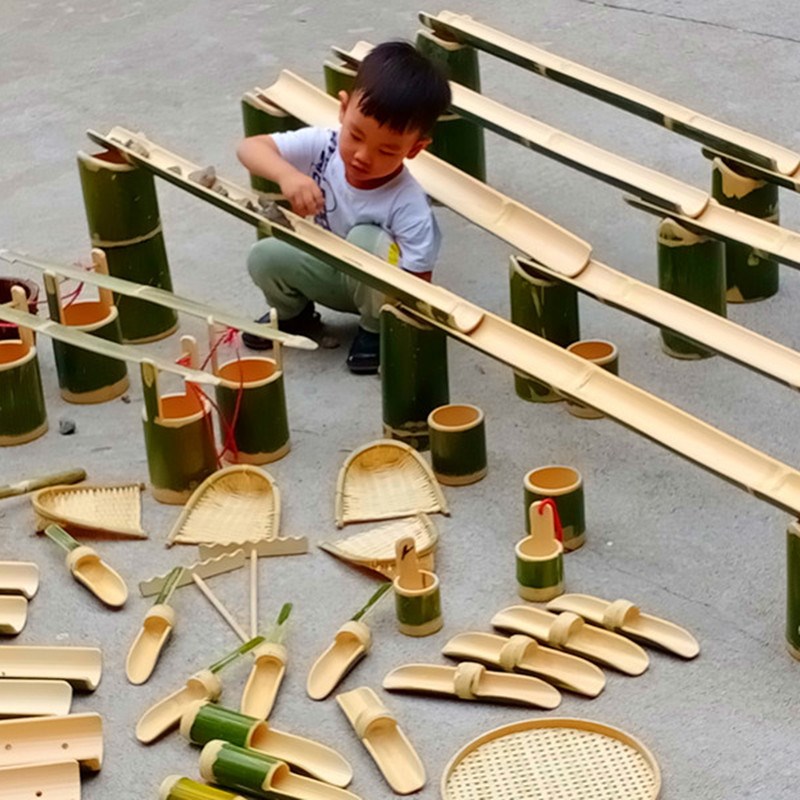 竹水渠引流水管幼儿园儿童沙水池玩水区工具竹子玩沙戏水器材