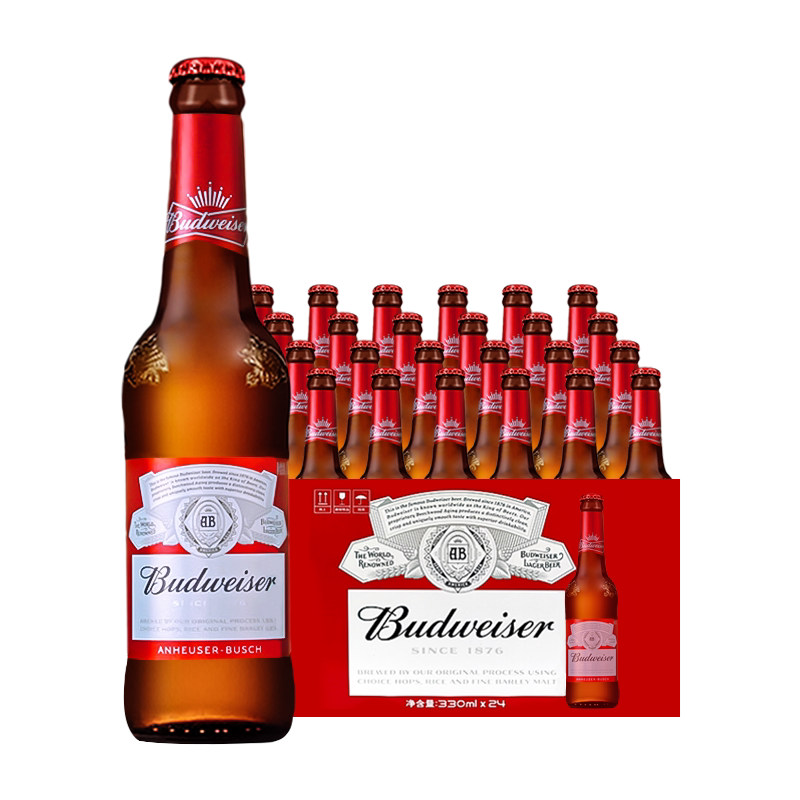 百威啤酒玻璃瓶330ml*24瓶
