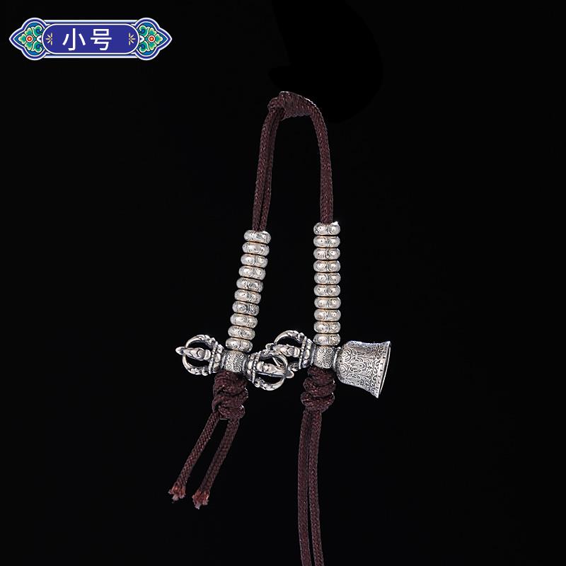 S925纯银暗纹铃杵计数器西藏式复古民族风计数手拨点记数器大小号