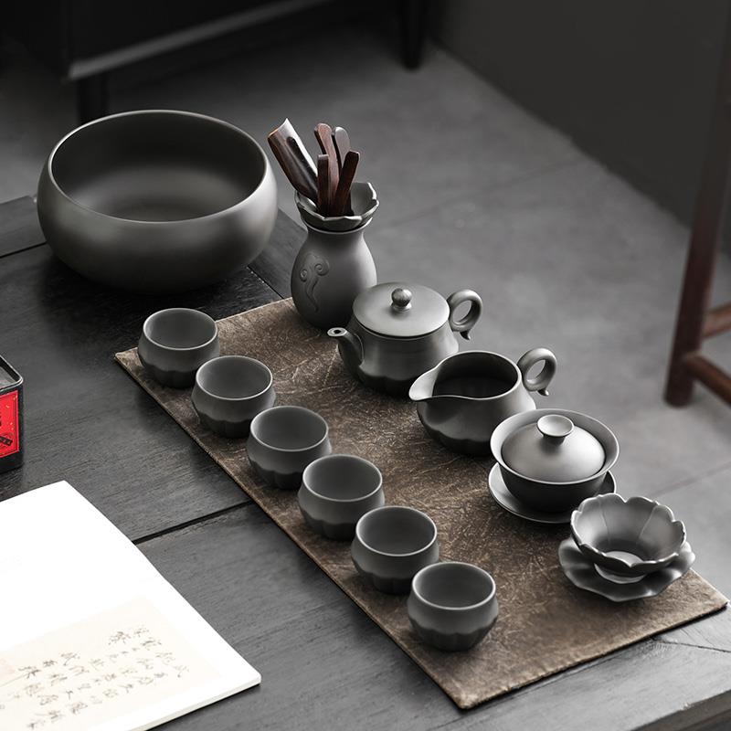 紫砂功夫茶具套装复古陶瓷茶壶家用办公会客轻奢高档礼品整套