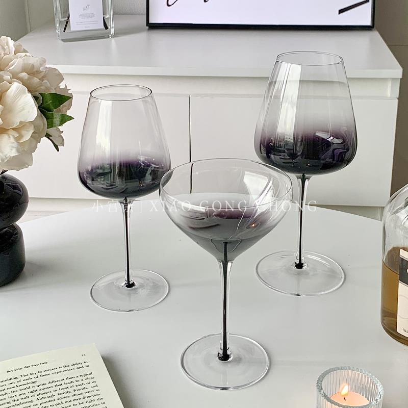 ins风梦幻渐层红酒杯高脚香槟杯玻璃水杯高级感葡萄酒杯洋酒杯子