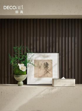 邸高家居样板间新中式玄关台装饰摆画青苔藓微景观装饰纸巾盒摆件