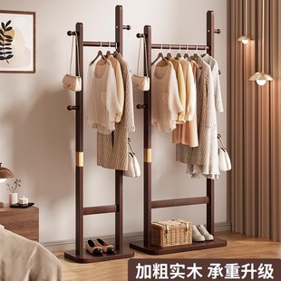 家用挂衣t架卧室衣服挂架子室内简易新中式 实木落地衣架立式 衣帽