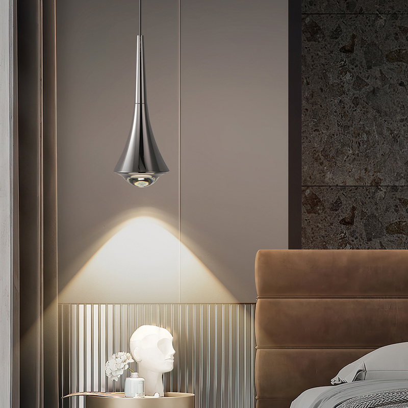 卧室床头吊灯可升降高级感轻奢玄关吧台小吊灯现代简约主卧吊线灯