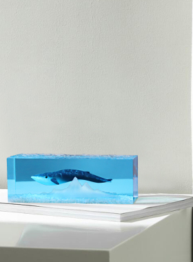 桌面简约饰品车载装饰现代轻奢高级小众朋友送礼树脂鲸鱼灯饰摆件