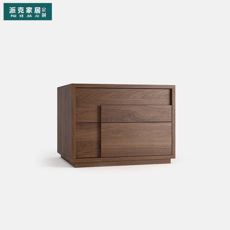 意式极简床头柜现代简约卧室置胡桃木物收纳抽屉储物柜设计师款