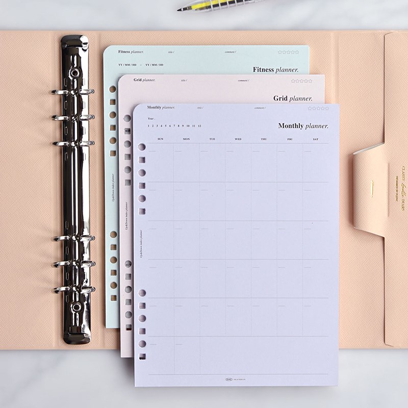 plepic月周计划5活页本替芯加厚内页横线方格孔/孔活页纸