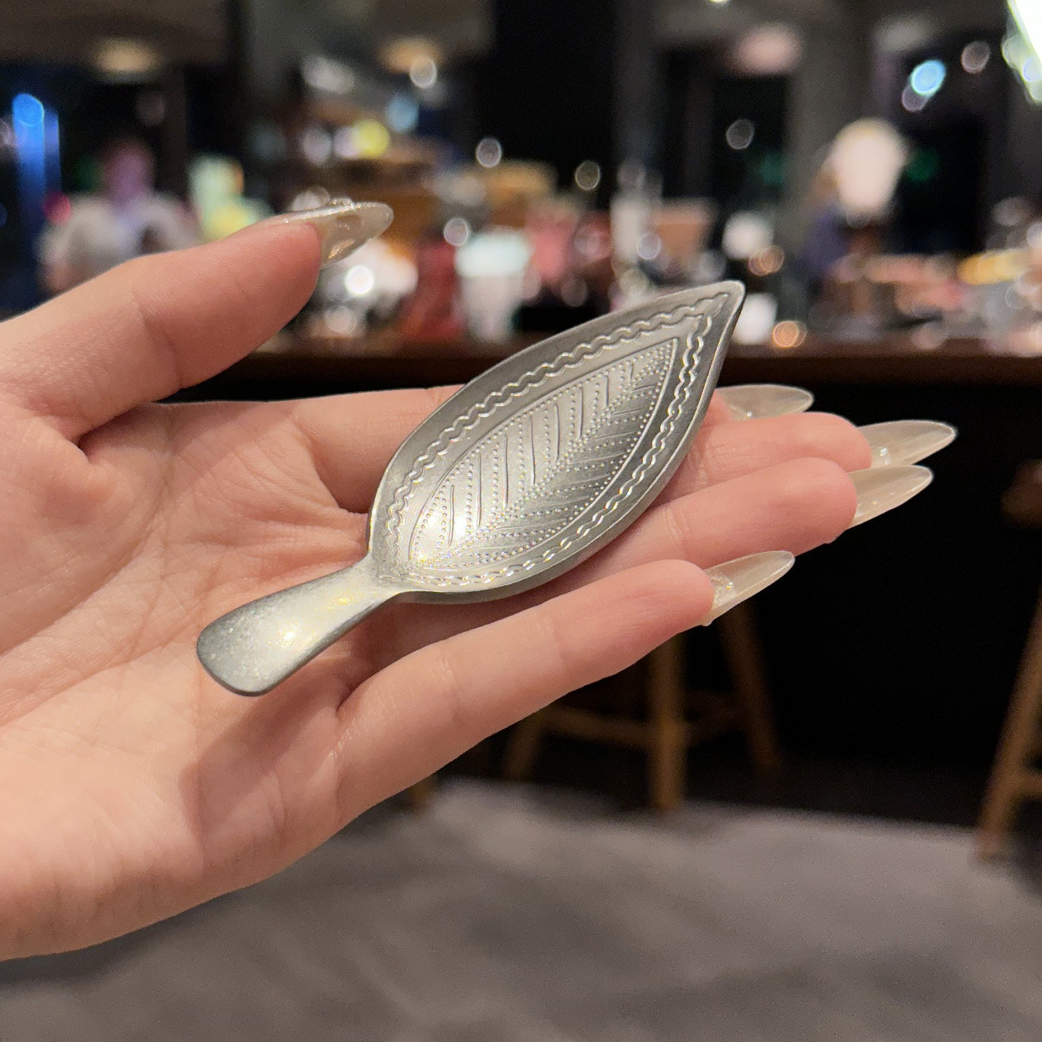 取咖啡茶叶奶粉果粉勺!树叶造型8锈钢茶匙复古分茶勺子