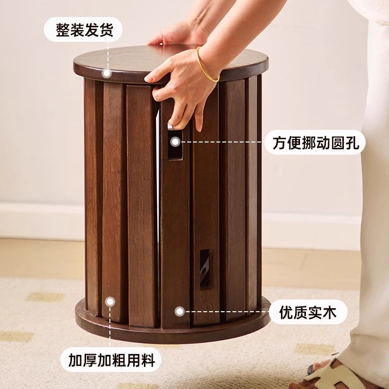 实木可叠放凳子家用圆凳叠叠凳矮凳创意简约餐桌备用移动梯凳