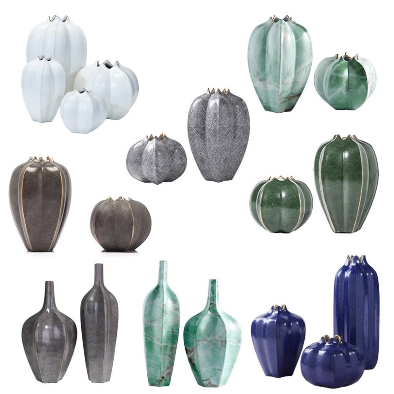 餐桌装饰花器白色陶瓷小花瓶 家装饰品创意客厅插花瓷器摆件 杨桃