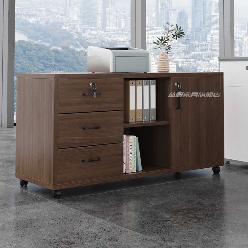 厂家直销木质办公文件柜带锁储物矮柜可移动办公室桌下边柜