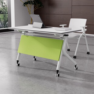 现代简约折叠会议培训桌长条桌双人开会桌可移动拼接办公桌带轮子