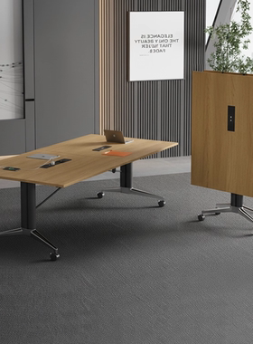 折叠会议桌可移动书桌多功能拼接办公桌客厅2米桌子活动带轮子