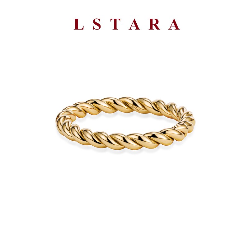 LSTARA18K金纽纹麻花戒指