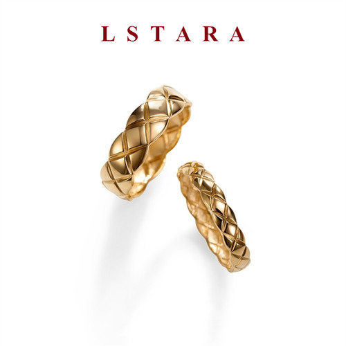 LSTARA18K金菱格纹戒指