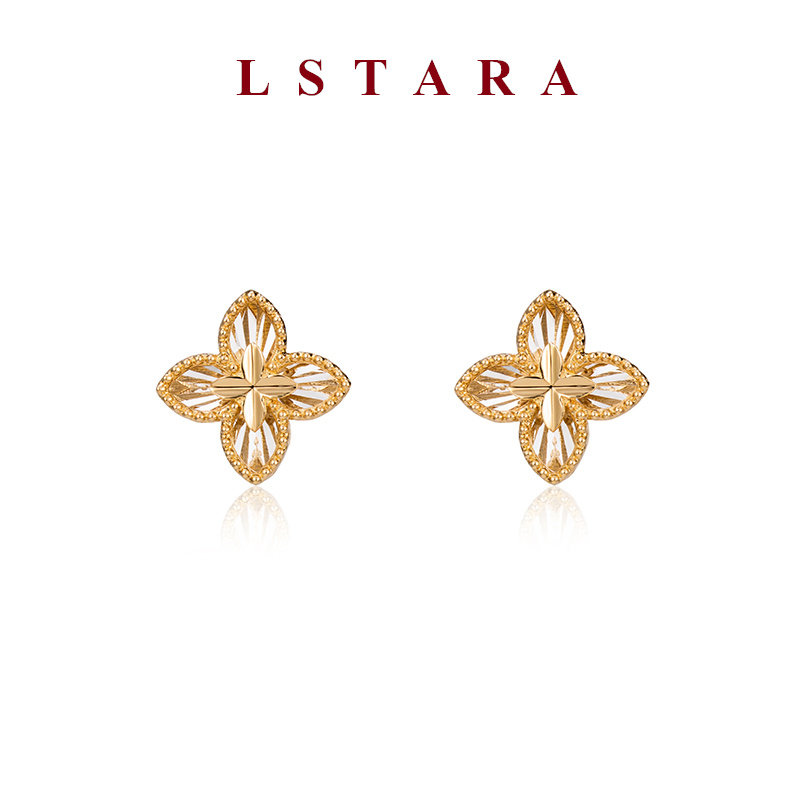 LSTARA18K金星芒四叶草耳钉