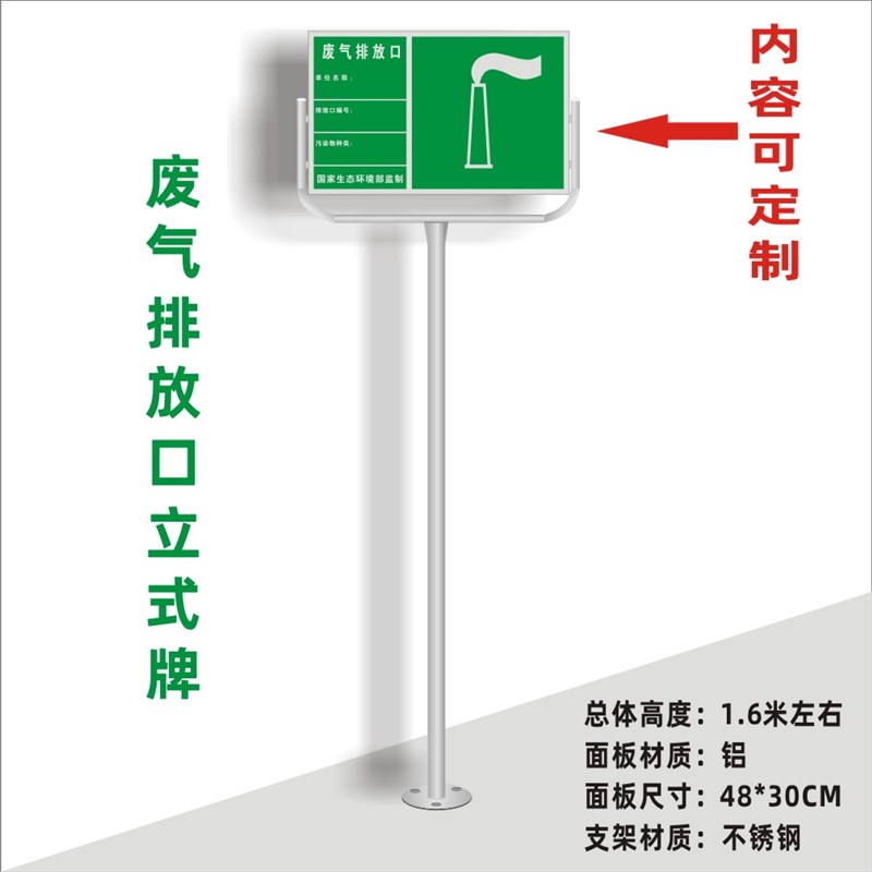 废气排放口标识牌污水应急池雨水一般固体废物标志牌立式环保竖牌