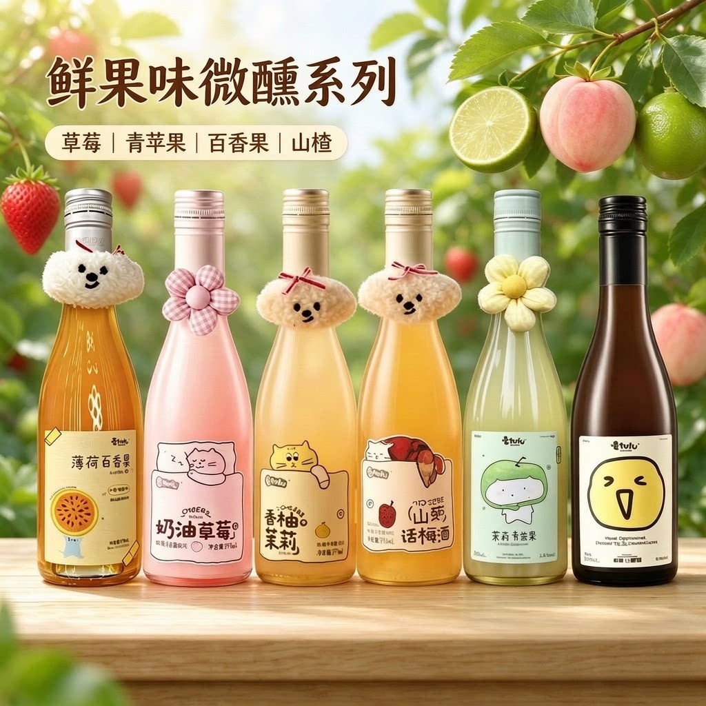晕fufu菠萝话梅酒果酒375ml*3瓶