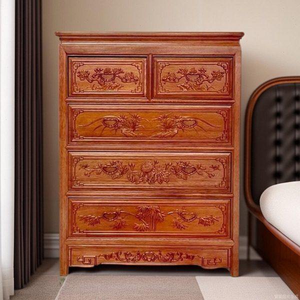 红木五斗柜子中式菠萝格实木六斗橱柜金花梨原木储物柜卧室收纳柜
