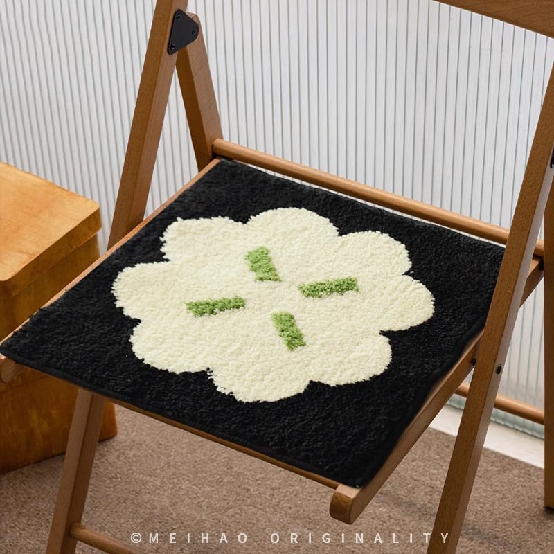 花卉植绒系列坐垫加厚保暖办公室坐垫耐磨易打理椅子防滑垫可代发