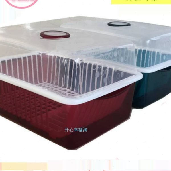 碗柜塑料厨房沥水碗架带盖碗筷餐具收纳盒放碗碟架滴水置物架精致