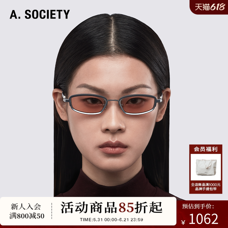 A.SOCIETY TITANIUM系列金属细框方形男女简约墨镜太阳镜 DELTA