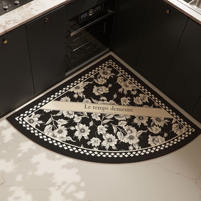 轻奢高级厨房专用地垫扇形防滑防油脚垫子法式硅藻泥美式吸油地毯