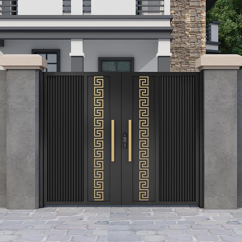 新中式现代简约铝合金别墅庭院门不锈钢对开大门农村小院铁艺小门